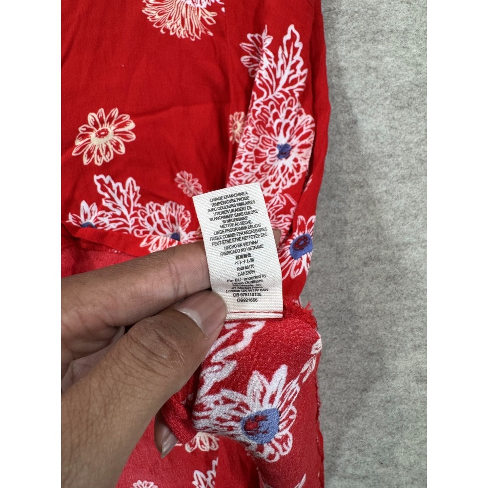 Free People Hawaii Mini Dress Womens M Viscose Floral Short Sleeve Smocked Waist - Picture 4 of 12